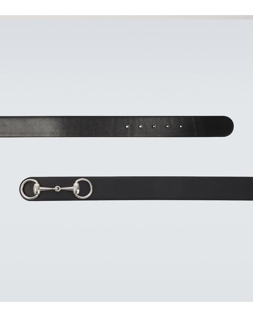 Gucci Black Horsebit 1955 Leather Belt for men