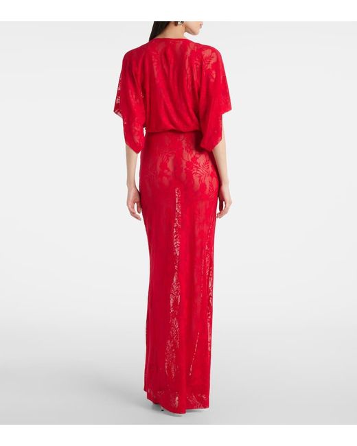 Norma Kamali Red Robe Obie Aus Spitze