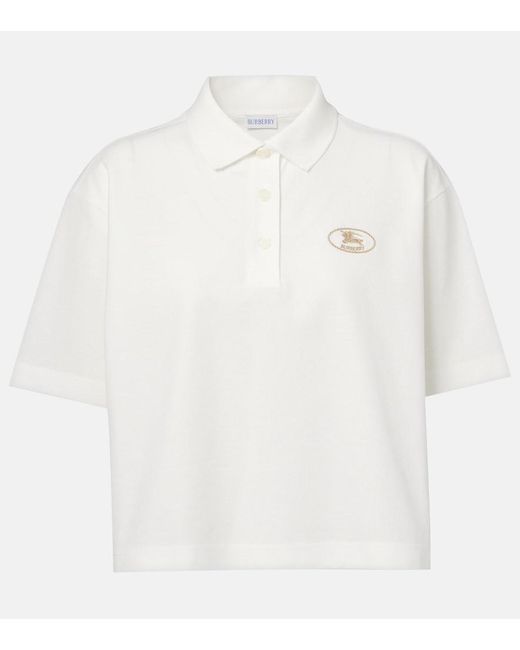 Burberry White Logo Cotton Polo Shirt