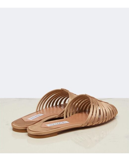 Aquazzura Pink Sweet Surrender Satin Mules