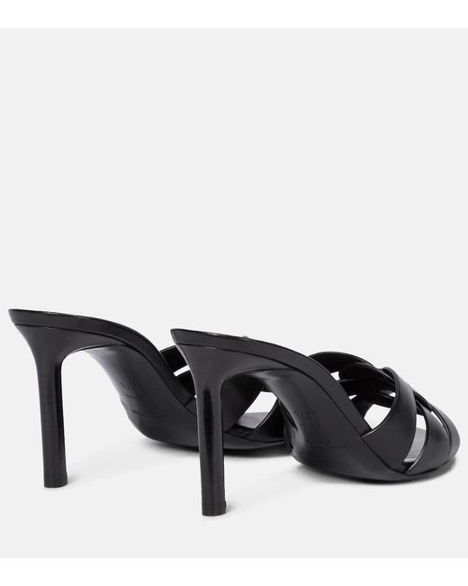 Saint Laurent Black Tribute Leather Mules