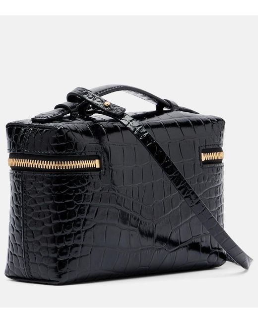 Victoria Beckham Black Vanity Croc-Effect Leather Vanity Bag