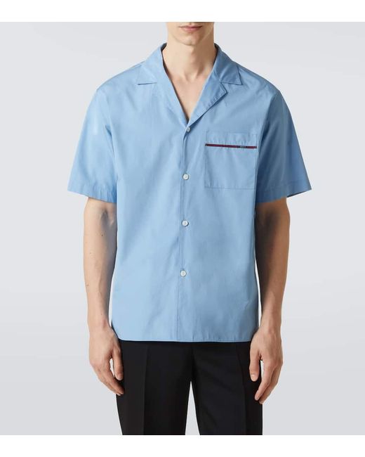 Gucci Hemd Web Stripe Aus Baumwollpopeline in Blue für Herren