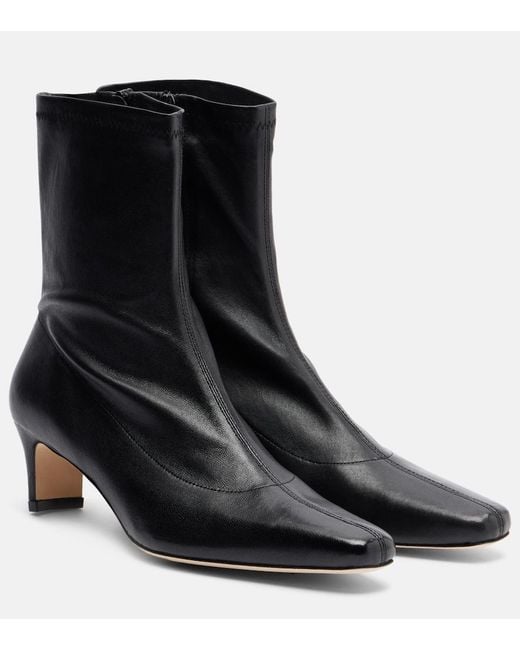 Staud Black Wally Leather Ankle Boots