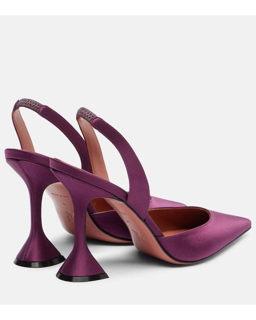 AMINA MUADDI Red Holli 95 Satin Slingback Pumps