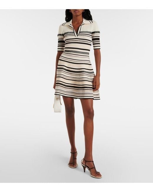 Jonathan Simkhai White Dessie Striped Knitted Minidress