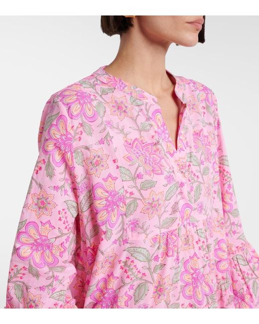 Juliet Dunn Pink Bedrucktes Minikleid Aus Baumwolle