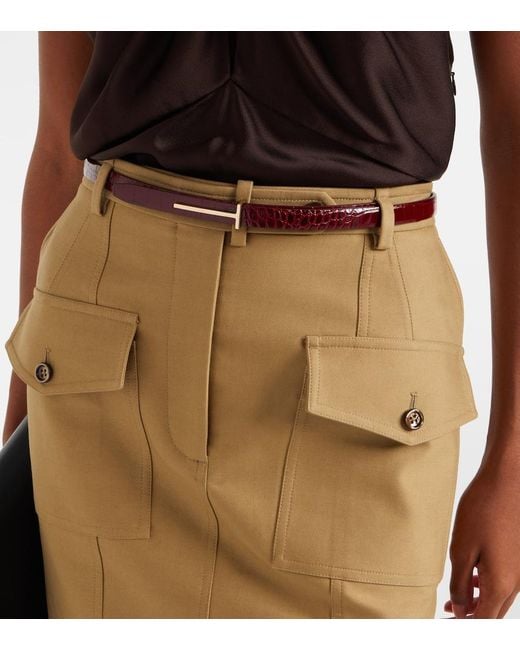 Tom Ford Red Croc-Effect Leather Belt