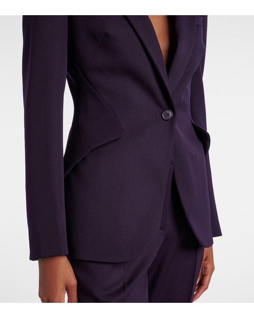Alexander McQueen Blue Wool Blazer