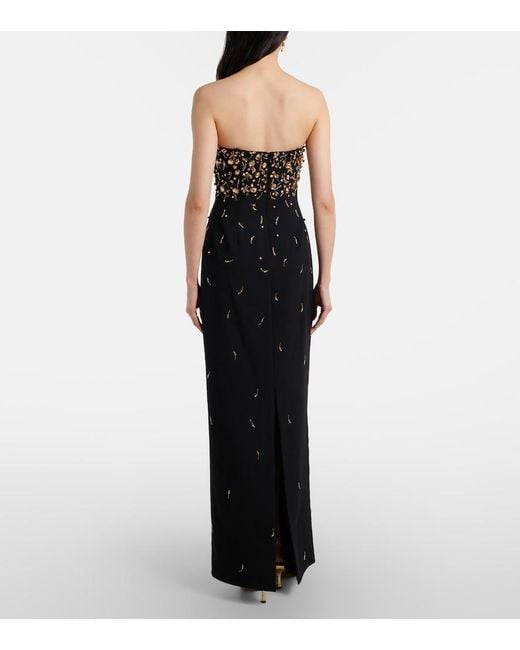 Jonathan Simkhai Black Reign Embellished Crepe Bustier Gown