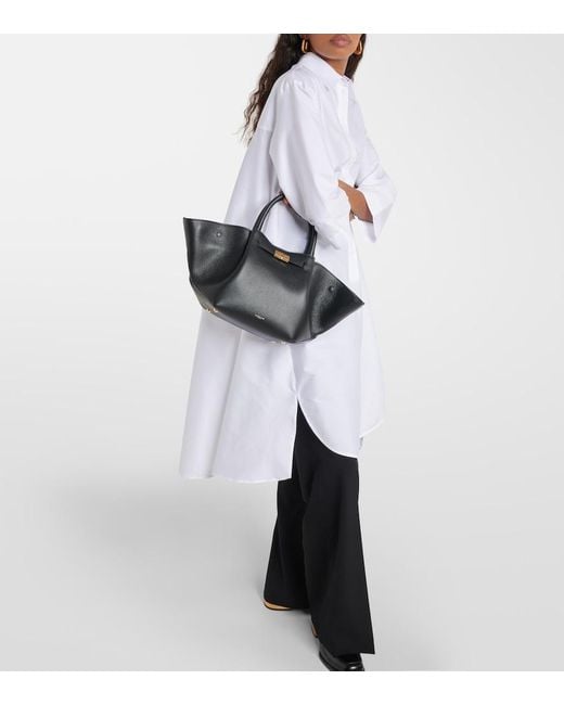 DeMellier London Black New York Midi Leather Tote Bag