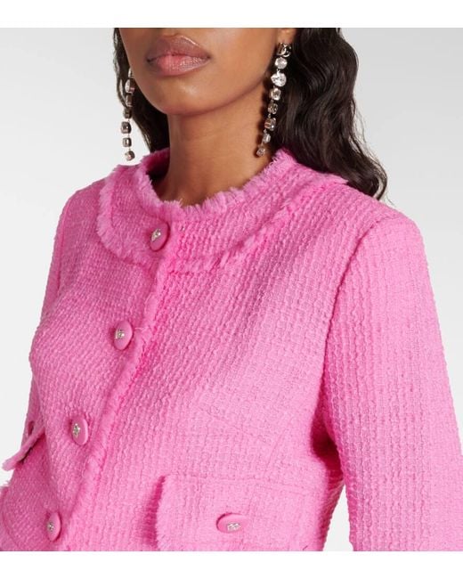 Giacca cropped Raschel in tweed di misto lana di Dolce & Gabbana in Pink