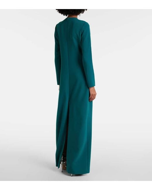 Costarellos Blue Elea Embellished Crepe Gown