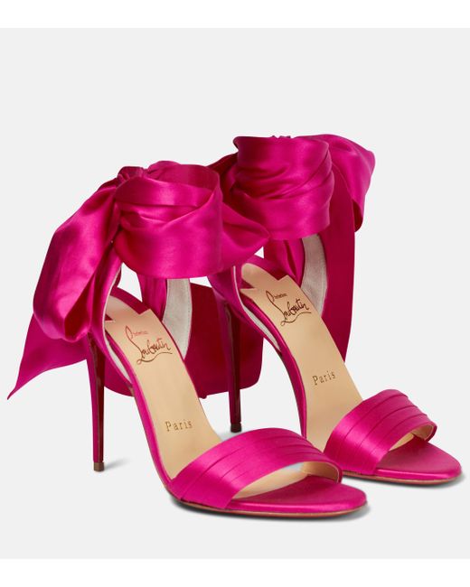 Christian Louboutin Vampanodo Du Desert 100 Satin Sandals in Pink | Lyst  Canada
