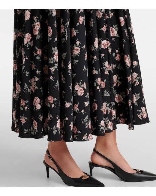 Dolce & Gabbana Black Floral Silk-Blend Charmeuse Maxi Skirt