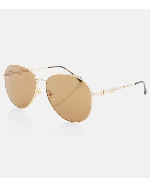 Gucci Natural Horsebit Aviator Sunglasses
