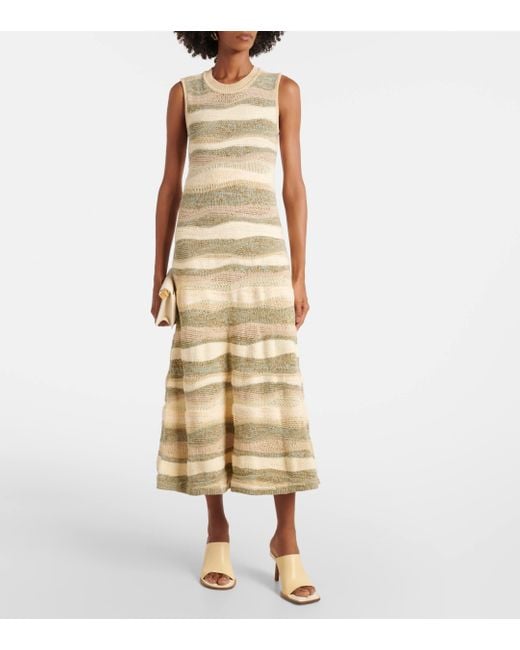 Ulla Johnson Natural Gaia Cotton-Blend Midi Dress