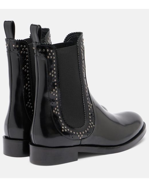 Aquazzura Black Skye Embellished Leather Chelsea Boots