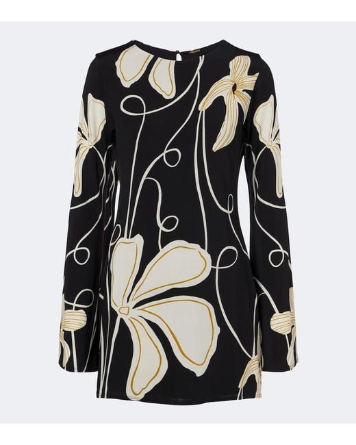 Cala De La Cruz Black Maisha Floral Minidress
