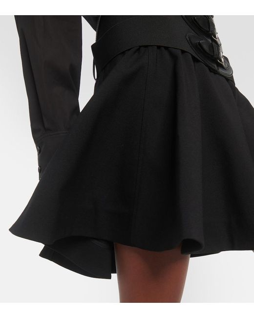 Alaïa Black Belted Wool Miniskirt