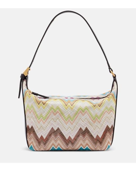 Missoni Metallic Soft Zigzag Leather-Trimmed Shoulder Bag