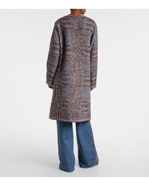 Manteau En Jacquard De Laine Et Coton Melanges Etro en coloris Gray
