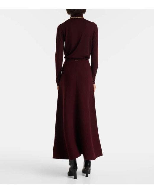 Max Mara Red Giberna Wool And Cashmere Maxi Skirt