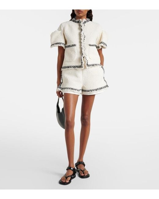 Sacai White Boucle Shorts