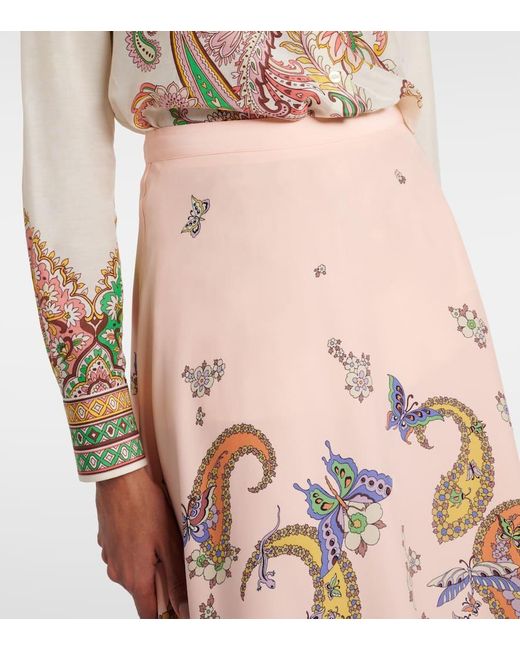 Etro Pink Maxirock Aus Crepe De Chine Aus Seide