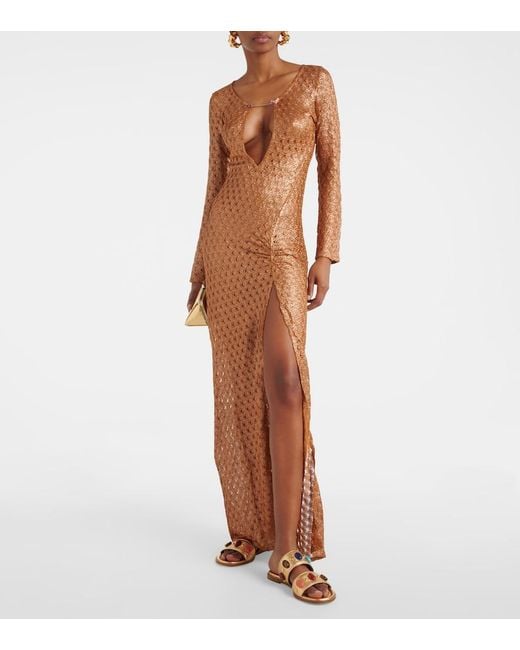 Gianvito Rossi Shanti Embellished Metallic Leather Sandals