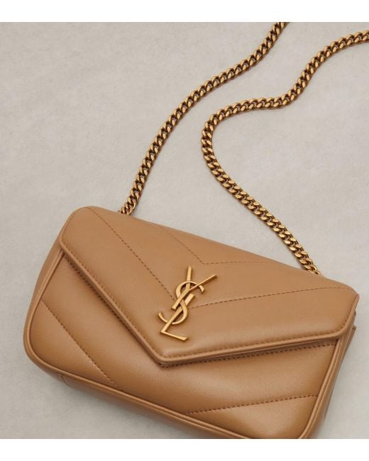 Saint Laurent Natural Schultertasche Lou Lou Mini Aus Leder