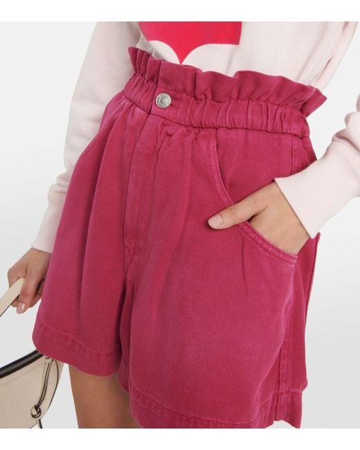 Isabel Marant Red Titea Denim Shorts