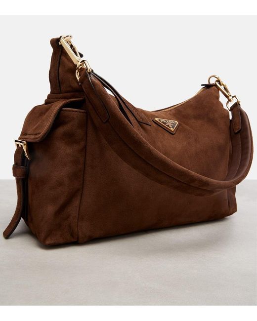 Prada Brown Explore Large Suede Shoulder Bag