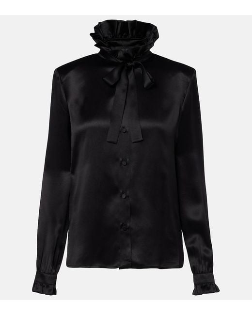 Gucci Black Bow-Detail Silk Satin Blouse