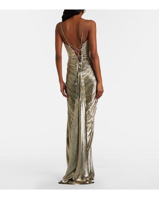 Maria Lucia Hohan Natural Dakota Lame Chiffon Gown