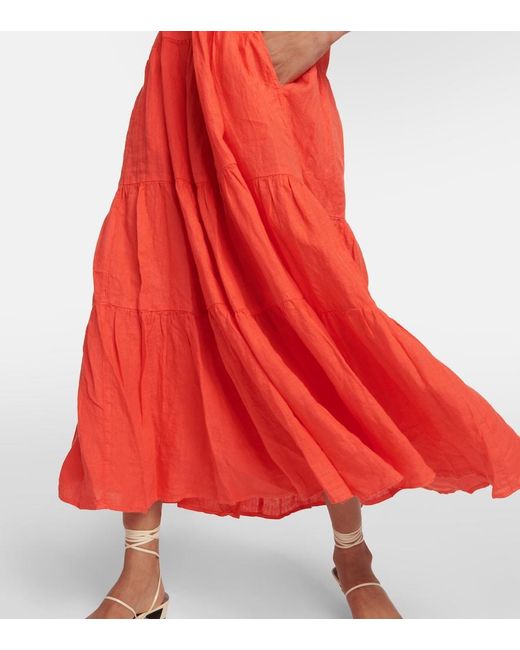 Velvet Charlie Tiered Linen Maxi Dress