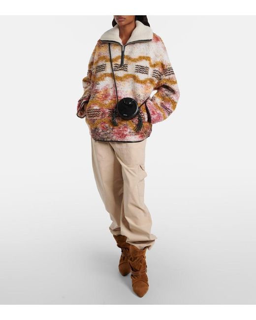 Isabel Marant Natural Marner Fleece Half-Zip Sweater