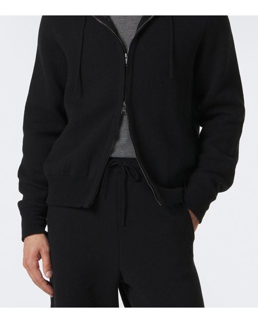 Fendi Black Cashmere-Blend Zip-Up Hoodie for men