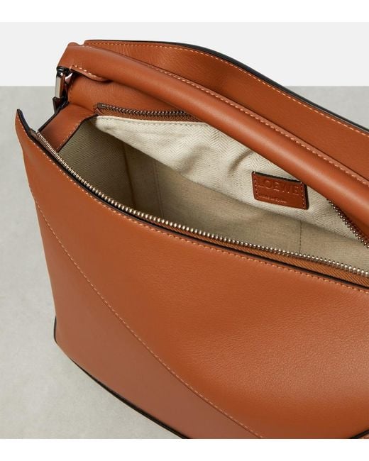 Loewe Brown Puzzle Edge Medium Leather Top-Handle Bag
