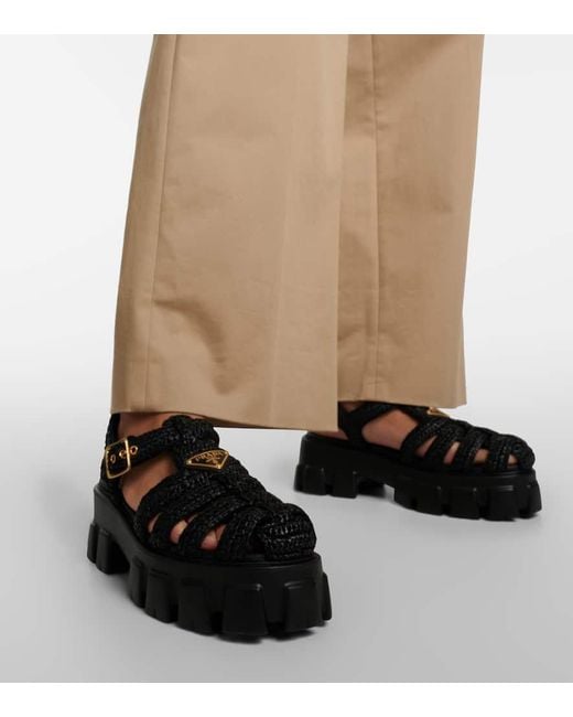 Prada Black Monolith Platform Sandals