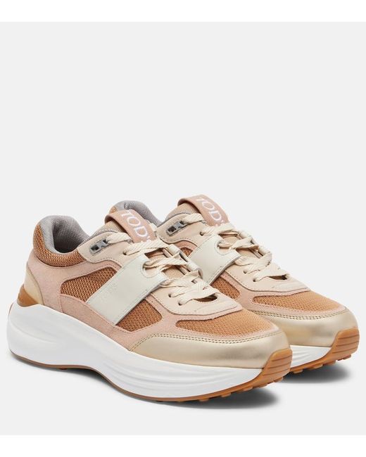 Tod's Natural Sneakers Mit Leder