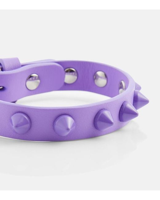Christian Louboutin Purple Loubilink Embellished Leather Bracelet