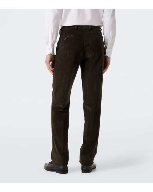 Rubinacci Black Modluca Cotton Corduroy Straight Pants for men