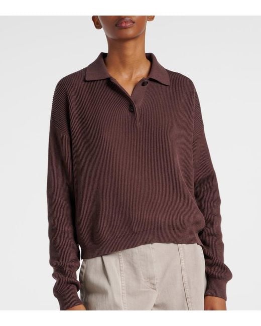 Polo De Algodon Acanalado Brunello Cucinelli de color Purple