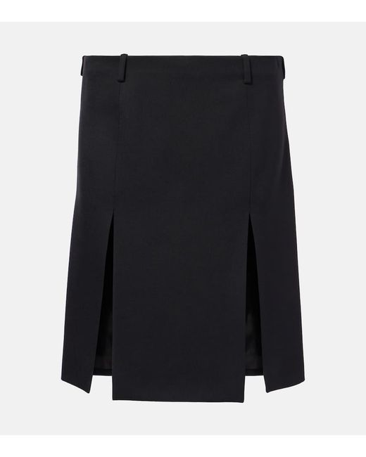 The Attico Black Midi Skirt With Front Slits
