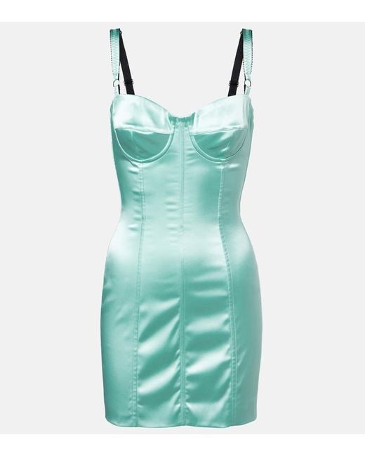 Dolce & Gabbana Green Bustier Satin Dress