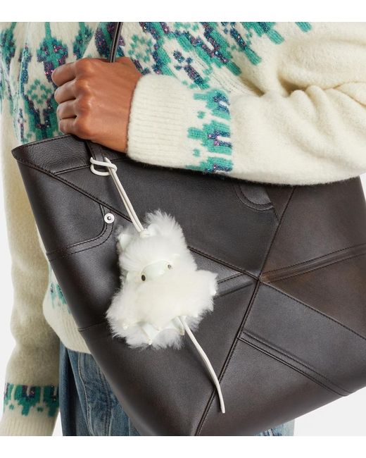 Loewe White Bunny Shearling Bag Charm