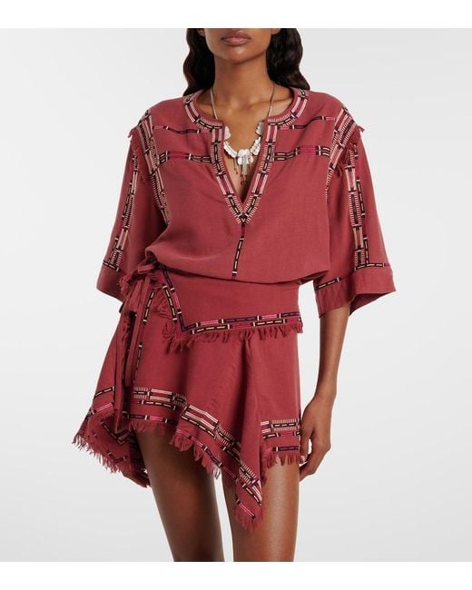 Isabel Marant Fiosa Embroidered Silk Blouse