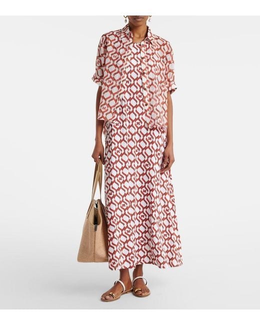 Robe Midi Paste Imprimee Max Mara en coloris Red