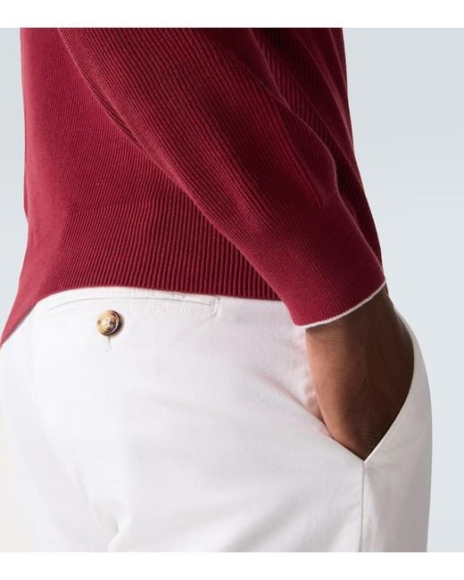 Brunello Cucinelli Pullover Aus Rippstrick in Red für Herren